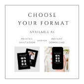 Moderne minimalistische zwart-wit bruiloft save the date