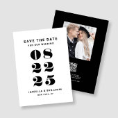 Moderne minimalistische zwart-wit bruiloft save the date