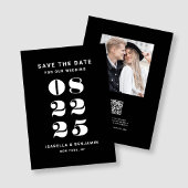 Moderne minimalistische zwart-wit bruiloft save the date