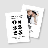Moderne minimalistische zwart-wit bruiloft save the date