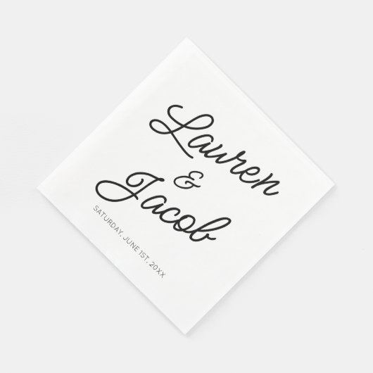 Moderne minimalistische zwart-wit bruiloft servet (Hoek)