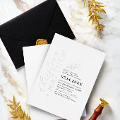 Moderne minimalistische zwart-wit bruiloft zilver folie uitnodiging