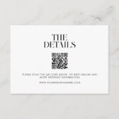 Moderne minimalistische zwart-wit chique bruiloft informatiekaartje (Voorkant)