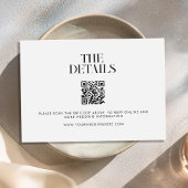 Moderne minimalistische zwart-wit chique bruiloft informatiekaartje