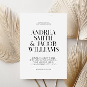 Moderne minimalistische zwart-wit chique bruiloft kaart