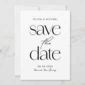 Moderne minimalistische zwart-wit chique bruiloft save the date (Voorkant)