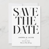 Moderne minimalistische zwart-wit chique bruiloft save the date (Voorkant)
