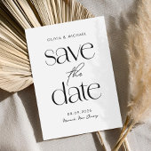 Moderne minimalistische zwart-wit chique bruiloft save the date