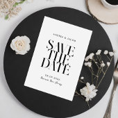 Moderne minimalistische zwart-wit chique bruiloft save the date