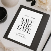 Moderne minimalistische zwart-wit chique bruiloft save the date