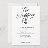 Moderne minimalistische zwart-wit de bruiloft van kaart (Voorkant)