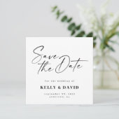 Moderne Minimalistische Zwart-wit Eenvoudige Save The Date (Staand voorkant)