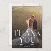 Moderne minimalistische zwart wit elegante bruilof bedankkaart (Voorkant)