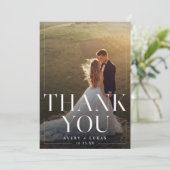 Moderne minimalistische zwart wit elegante bruilof bedankkaart (Staand voorkant)