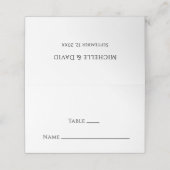 Moderne minimalistische zwart wit elegante bruilof plaatskaartje (Buitenkant ongevouwen)