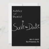 Moderne minimalistische zwart-wit elegante bruilof save the date (Voorkant)