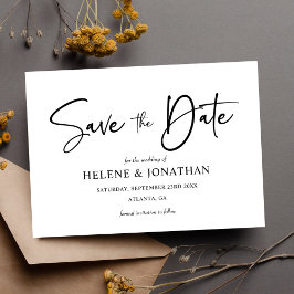 Moderne minimalistische zwart-wit elegante bruilof save the date