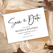 Moderne minimalistische zwart-wit elegante bruilof save the date