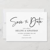 Moderne minimalistische zwart-wit elegante bruilof save the date (Voorkant)