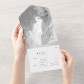 Moderne minimalistische zwart-wit foto all in one uitnodiging (Afscheurbaar)