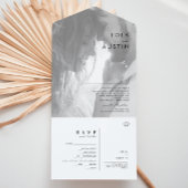 Moderne minimalistische zwart-wit foto all in one uitnodiging