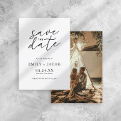 Moderne minimalistische zwart-wit foto bruiloft save the date