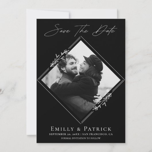 Moderne Minimalistische Zwart-Wit Foto Save The Date (Voorkant)
