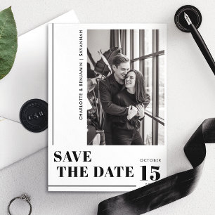 Moderne minimalistische zwart-wit foto save the date