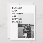 Moderne minimalistische zwart wit foto unieke brui save the date (Voorkant)