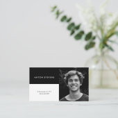 Moderne minimalistische zwart-wit foto visitekaartje (Staand voorkant)