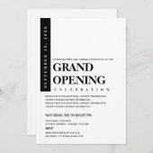 Moderne Minimalistische Zwart-Wit Grand Opening Kaart (Voorkant / Achterkant)