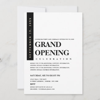 Moderne Minimalistische Zwart-Wit Grand Opening Kaart