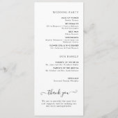 Moderne minimalistische zwart-wit huwelijksceremon programmakaart (Achterkant)