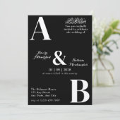 Moderne minimalistische zwart-wit islamitische bru kaart (Staand voorkant)