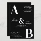 Moderne minimalistische zwart-wit islamitische bru kaart (Voorkant / Achterkant)