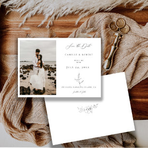 Moderne minimalistische zwart/wit kalligrafie foto save the date