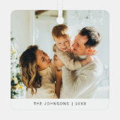 Moderne minimalistische zwart-wit kerstfoto metalen ornament (Achterkant)