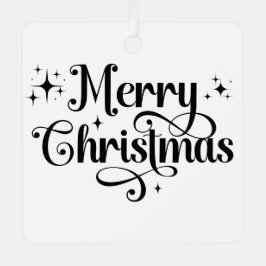 Moderne minimalistische zwart-wit kerstfoto metalen ornament