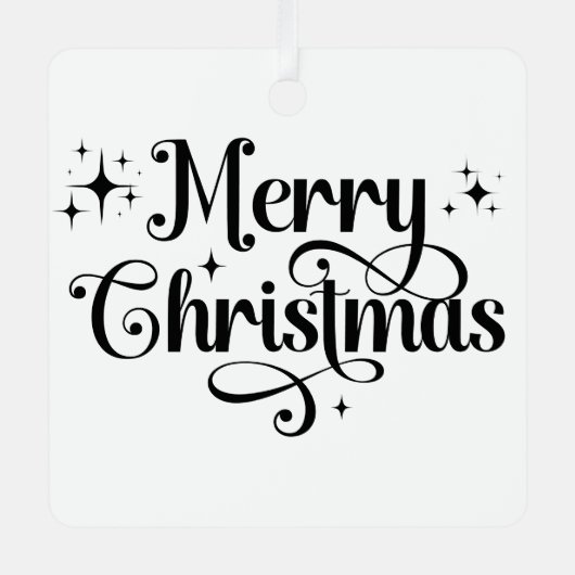 Moderne minimalistische zwart-wit kerstfoto metalen ornament (Voorkant)