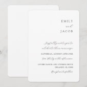 Moderne minimalistische zwart-wit klassieke bruilo kaart (Voorkant / Achterkant)