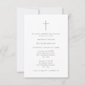 Moderne minimalistische zwart-wit kruis doop kaart (Voorkant)