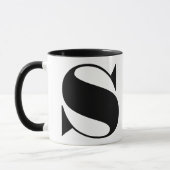 Moderne Minimalistische Zwart-Wit Monogram Initiaa Mok (Links)