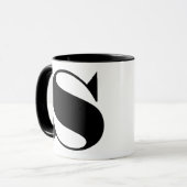 Moderne Minimalistische Zwart-Wit Monogram Initiaa Mok (Voorkant links)