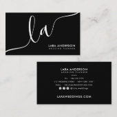 Moderne minimalistische zwart-wit monogram initial visitekaartje (Voorkant / Achterkant)
