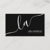 Moderne minimalistische zwart-wit monogram initial visitekaartje (Voorkant)