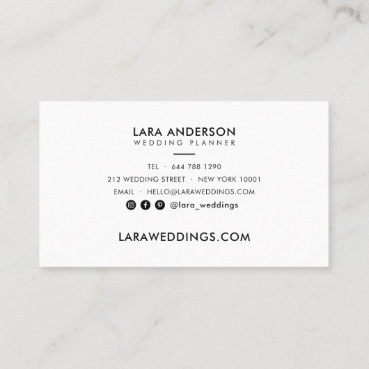 Moderne minimalistische zwart-wit monogram initial visitekaartje (Achterkant)