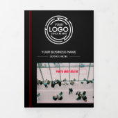 Moderne Minimalistische Zwart & Wit Prijsbrochure Drieluik Kaart (Cover)