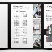 Moderne Minimalistische Zwart & Wit Prijsbrochure Drieluik Kaart (Binnenkant midden)