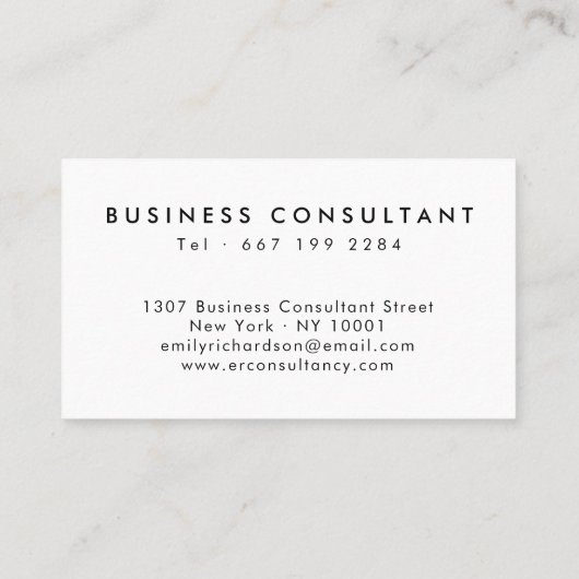 Moderne minimalistische zwart-wit professionele lo visitekaartje (Achterkant)