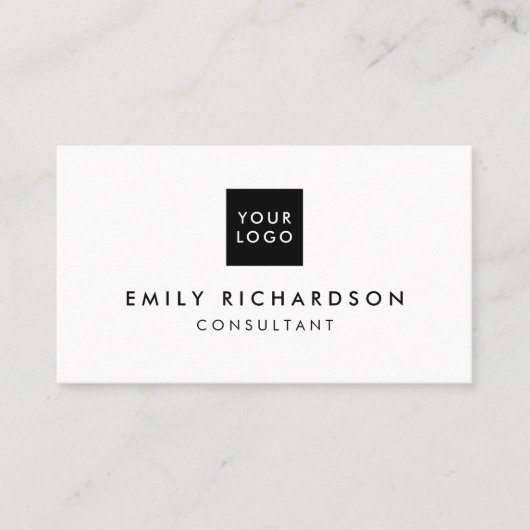 Moderne minimalistische zwart-wit professionele lo visitekaartje (Voorkant)